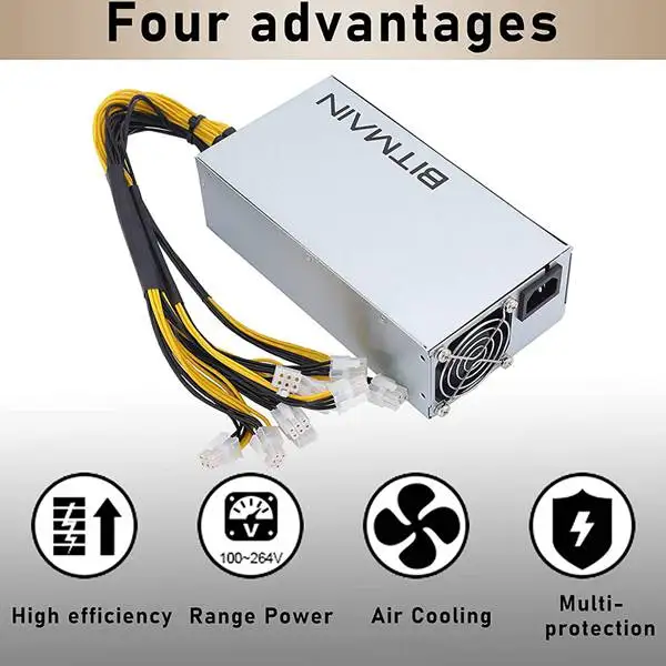 Fuente de alimentación APW7 de 1800W para minería, PSU para Bitmain Antminer S9/L3 +/A6/A7/R4/S7/E9 con 10X conectores PCI-E de 6 pines