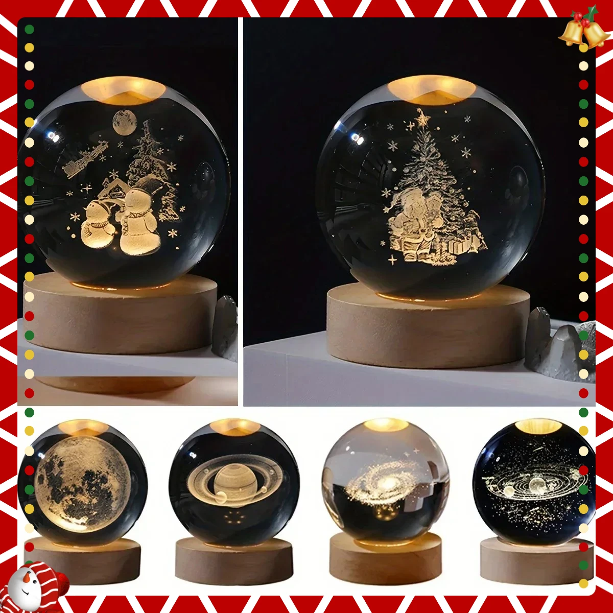 【Рождественские подарки на день рождения】НОВЫЙ ночник Книга Медведь Роза USB светодиодный ночник Галактика Сатурн 3D Хрустальный шар Настроение Свет Рождество