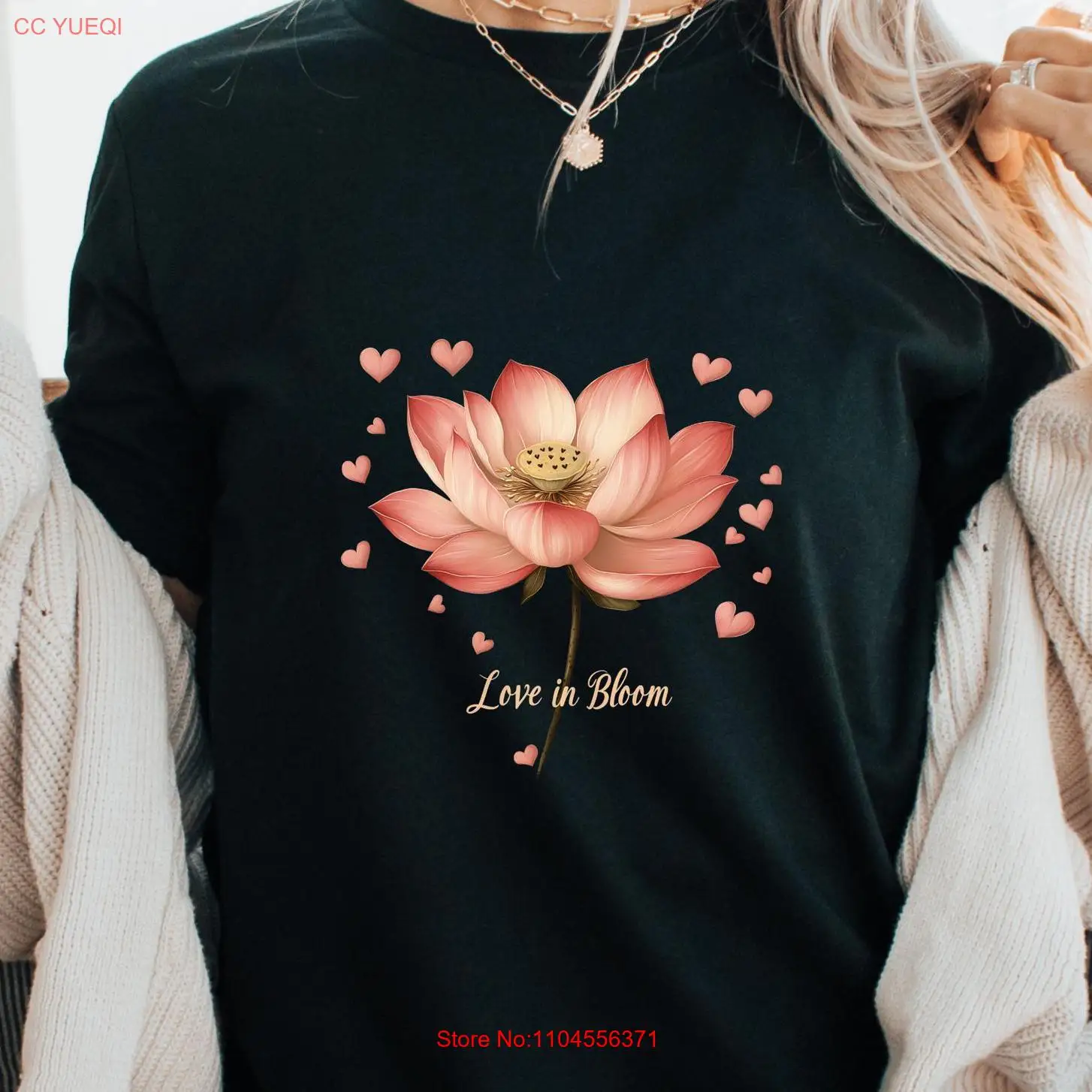 

Футболка Love in Bloom с романтическим цветочным принтом на день Святого Валентина, милая элегантная для пар с длинными или короткими рукавами