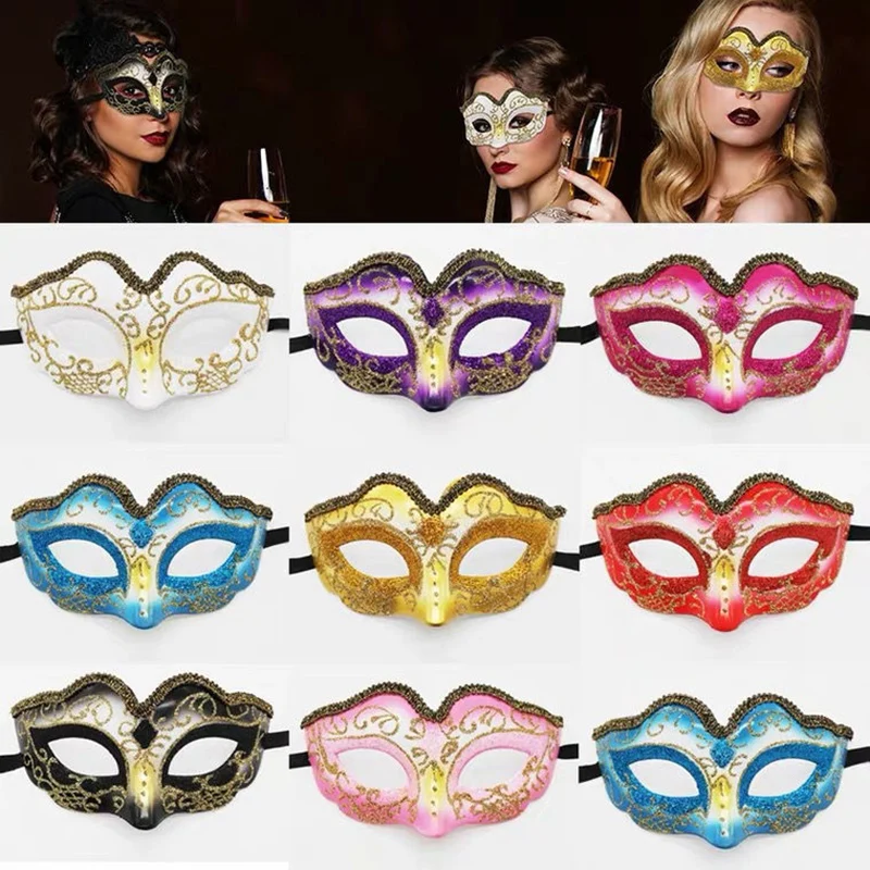 Christmas Women Masquerade Masks Venetian Princess Cute Gold Powder Fashion Festival Punk Carnival Party Dance Prom Black Pink