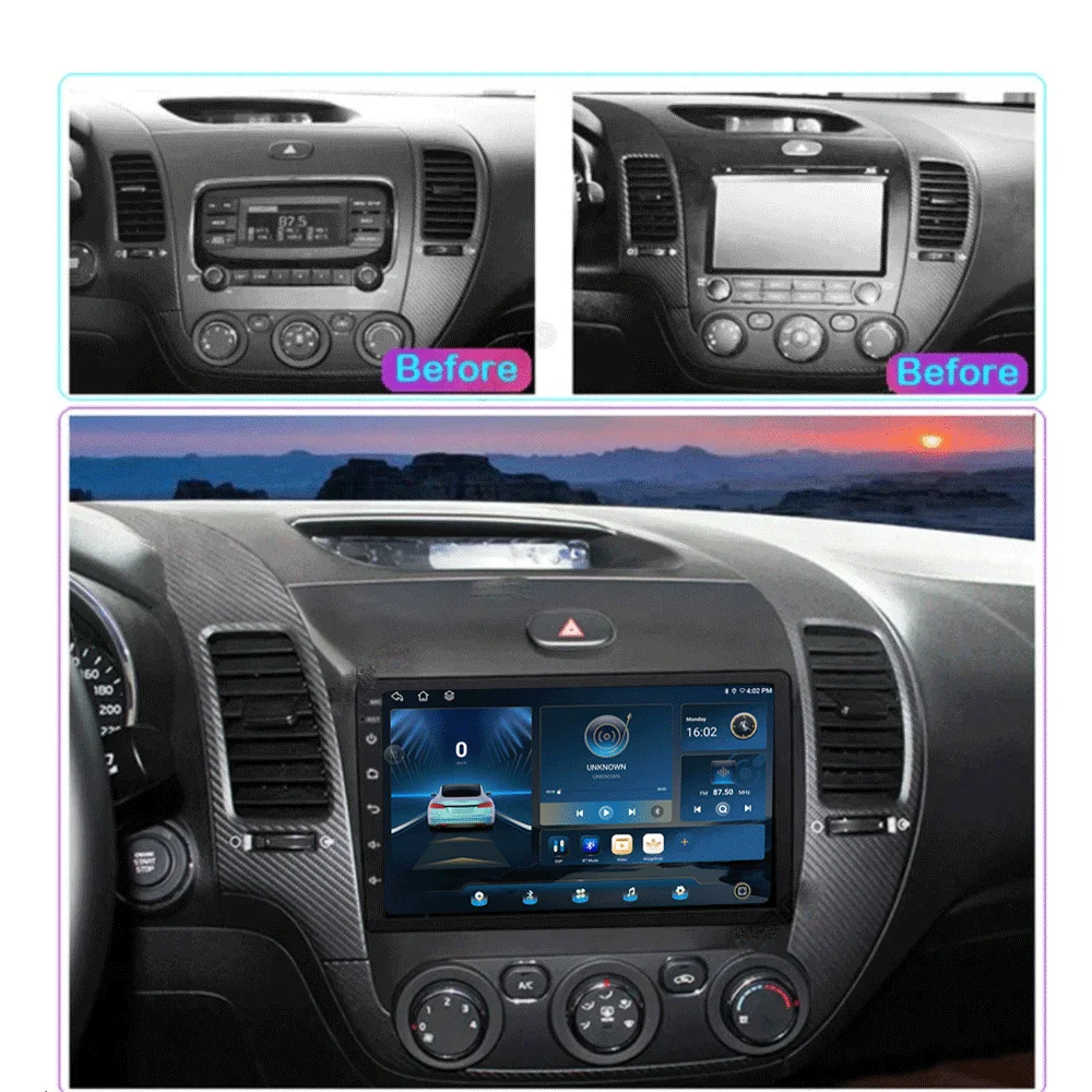Android16 Carplay Auto For KIA K3 CERATO FORTE 3 YD Tuner 2013 2014 2015 2016 2017 Video Player Multimedia Car Radio WIFI+4G DSP