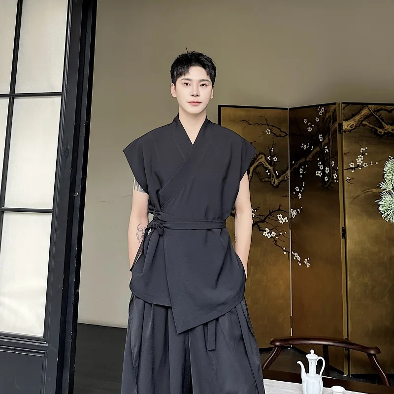 

Весенне-летняя коллекция K-серии: дизайнерская китайская рубашка с поясом и боковой застежкой на пуговицах, короткий рукав, топ для мужчин и женщин.