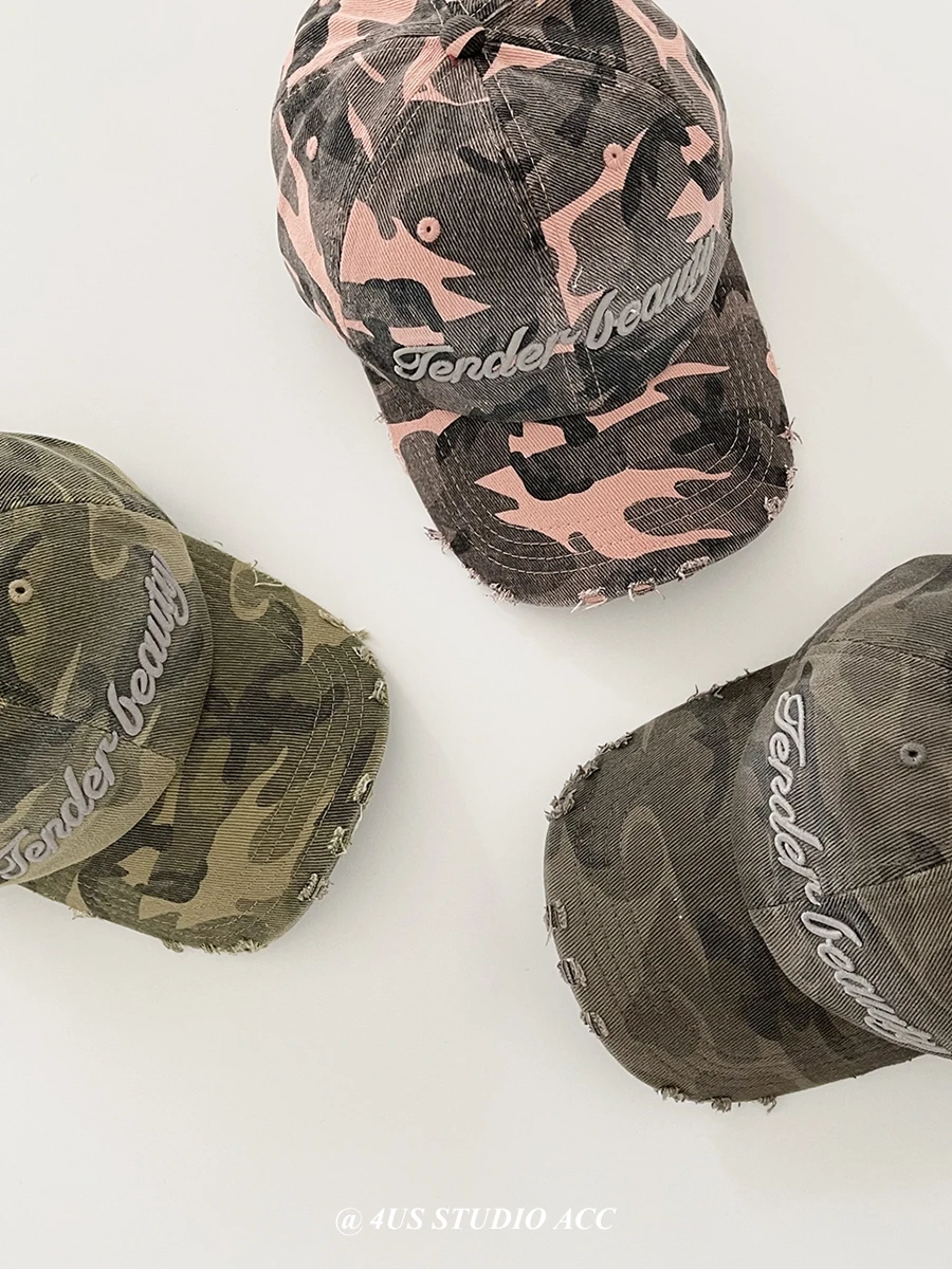 Korean Style Camouflage Embroidered Baseball Cap Female Street Fashion Brand Soft Top Sun Hat Male Peaked Cap