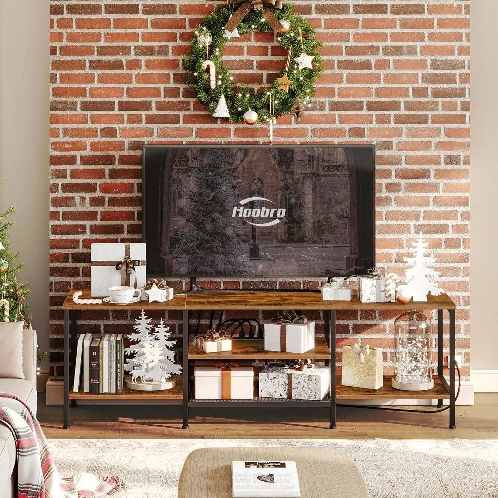 

Подставка для телевизора с розетками до 75 дюймов, консольный стол для телевизора с открытыми полками для хранения, шкаф, промышленные медиаразвлечения Ce