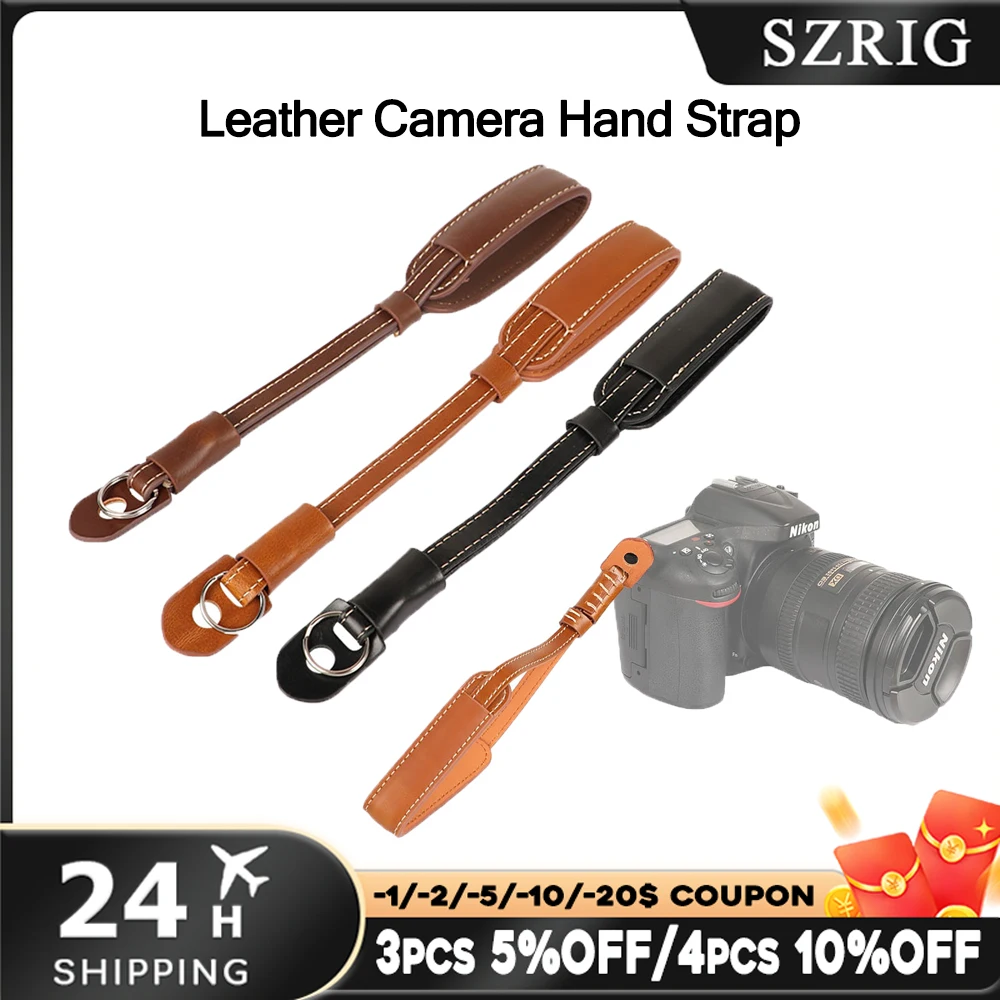 SZRig 2 قطعة كاميرا جلدية حزام اليد DSLR SLR معصمه كاميرا قبضة اليد قوة ارتداء المقاومة