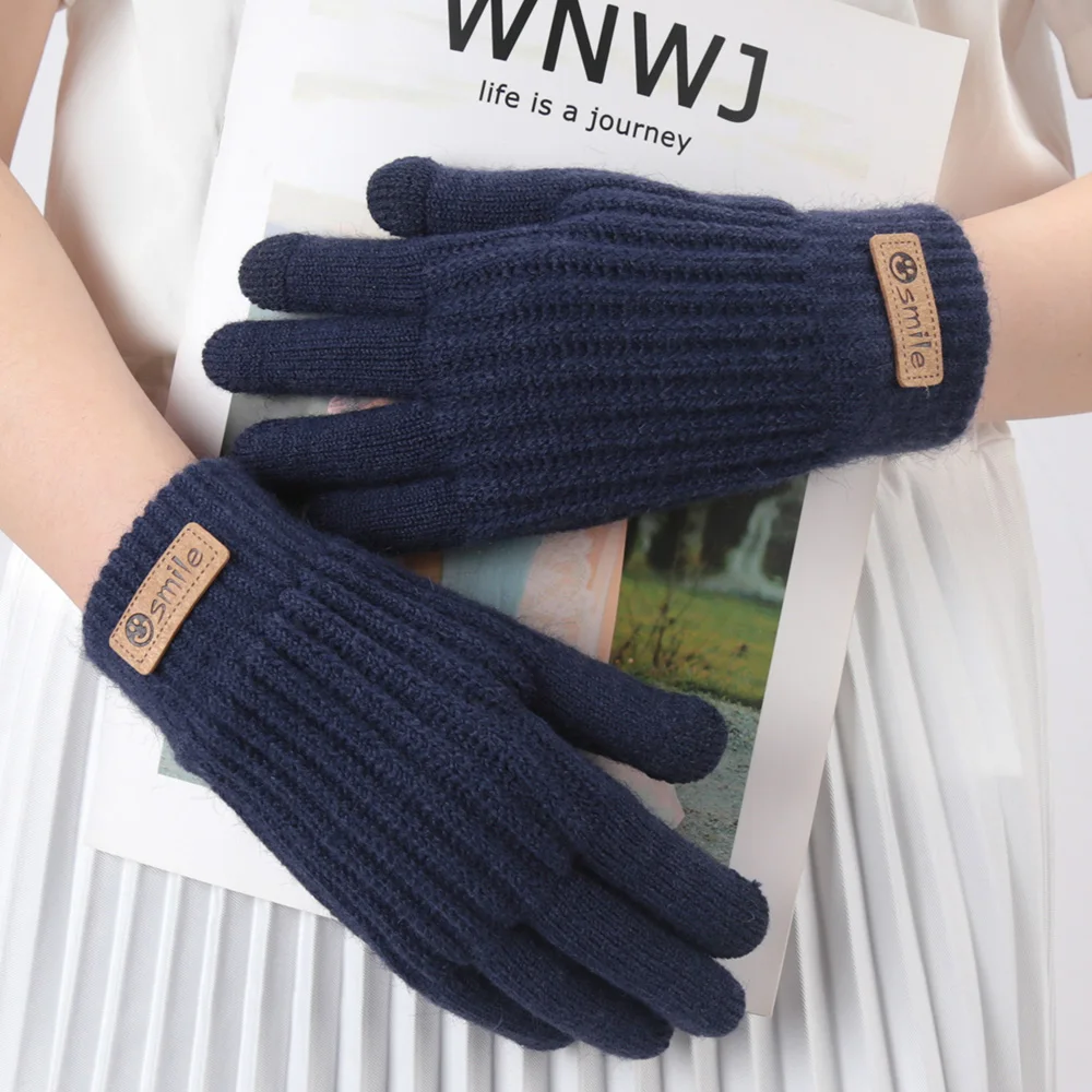 1Pair Winter Knitted Finger Touchscreen Gloves for Women and Men Wool Knit Wrist Cotton Warm Workout Fish Gloves