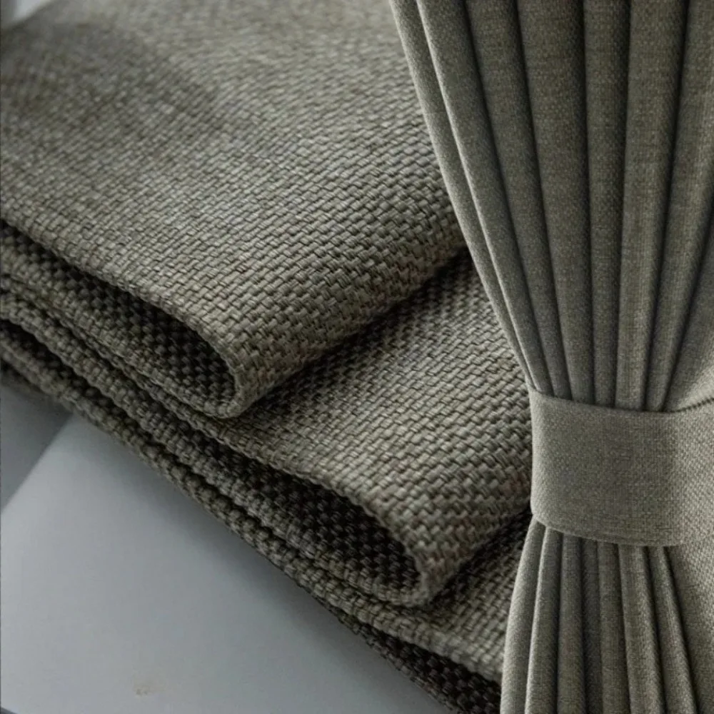 

Cotton Linen Full Blackout Living Room Curtain Light Luxury Thick Study Curtains Sunscreen Heat Insulation Bedroom Drapes