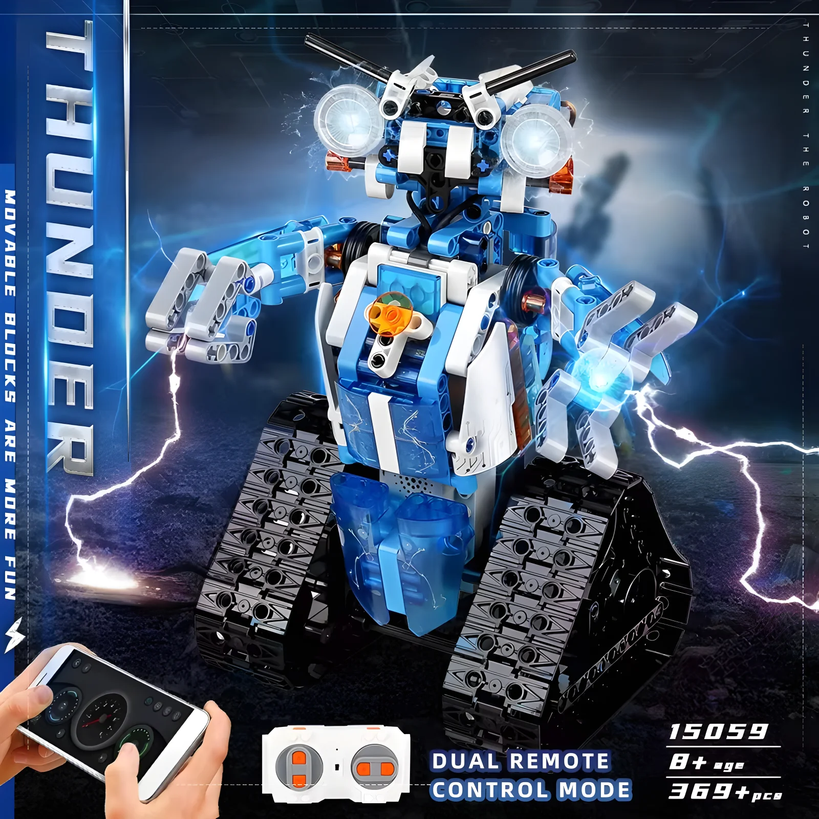 MOULD KING 15059 15078 MOC Technical Robot Toy The APP&RC Motorized Robot With Led Part Model Building Blocks Kid Christmas Gift