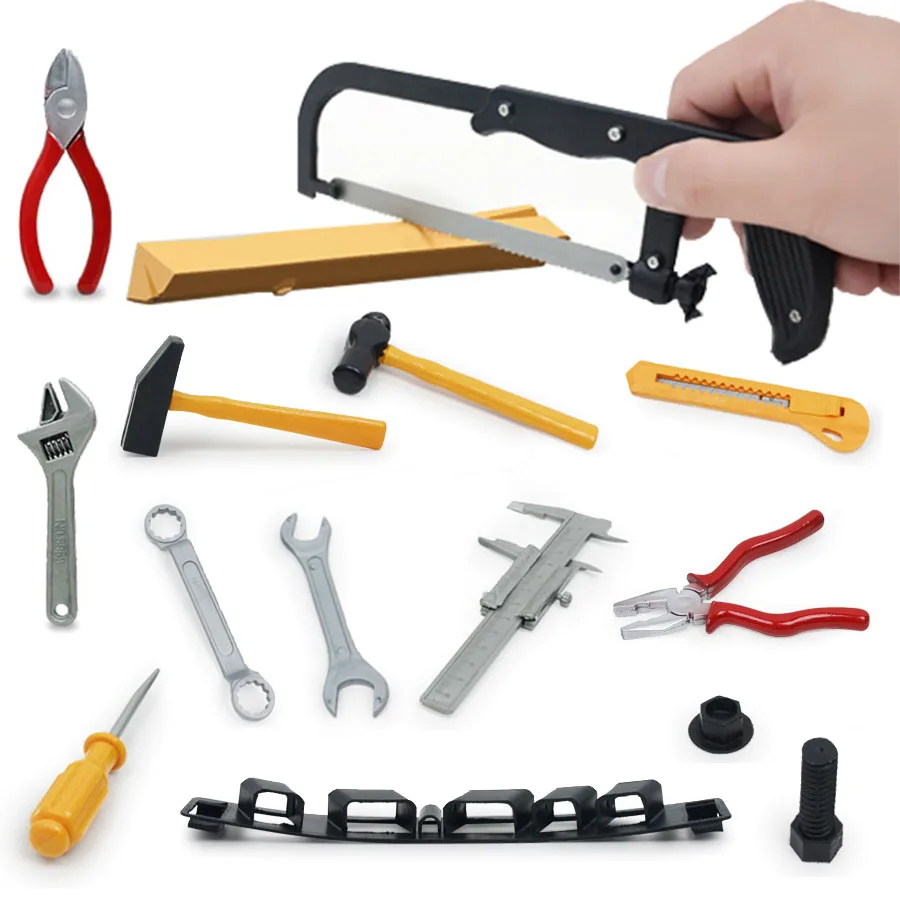 14 pçs mini ferramentas de reparo de plásticos brinquedos conjunto de ferramentas de reparo de engenharia jogando casa brinquedos meninos presentes de aniversário habilidade mãos jxb