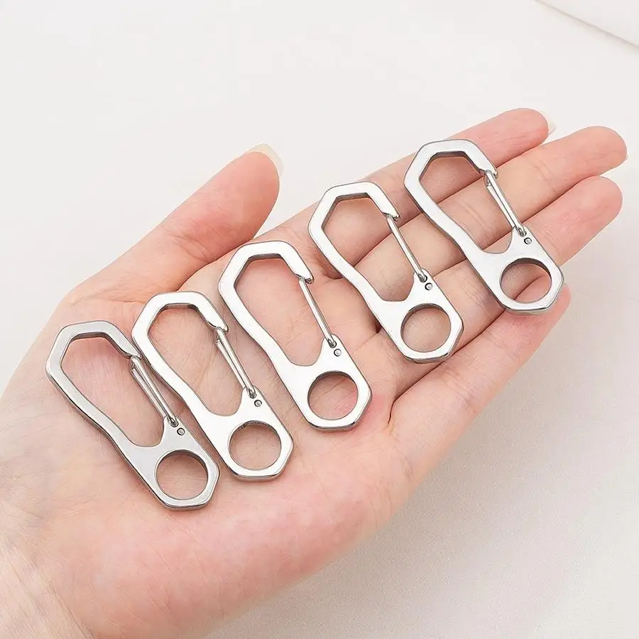 1/5/10/20/50/100pcs 1 Metal Carabiner for Keychains, Silver Spring Hook with Round Hole, for Jewelry-Making Supplies and DIY Key