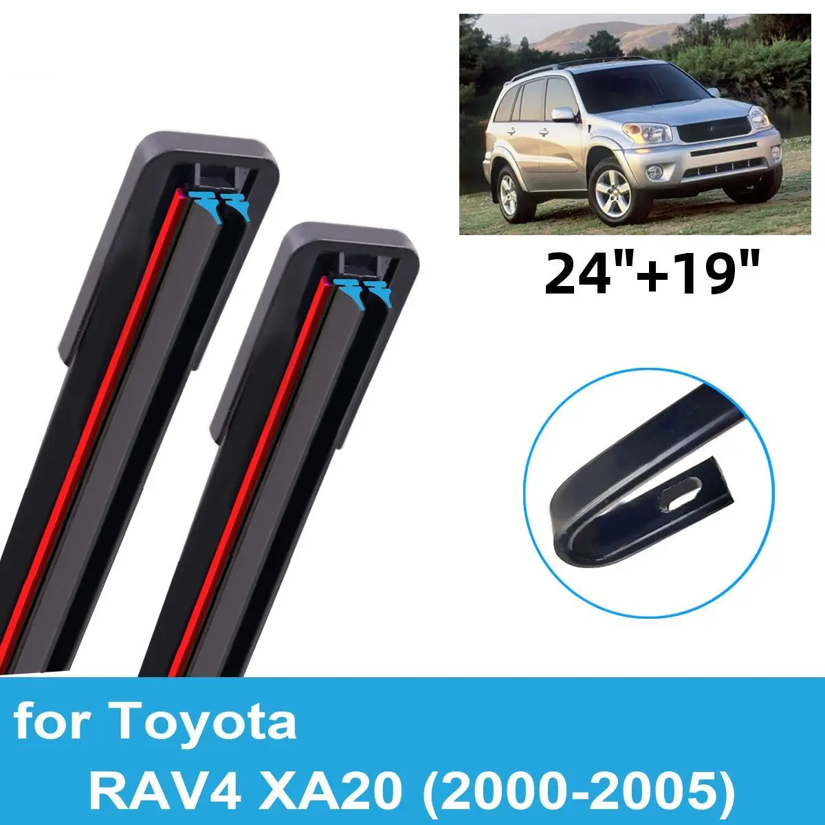 

2PCS Car Wiper Blades for 2000-2005 Toyota RAV4 XA20 Front Windscreen Windshield Double Rubber Car Accessories 2003 2004 2005