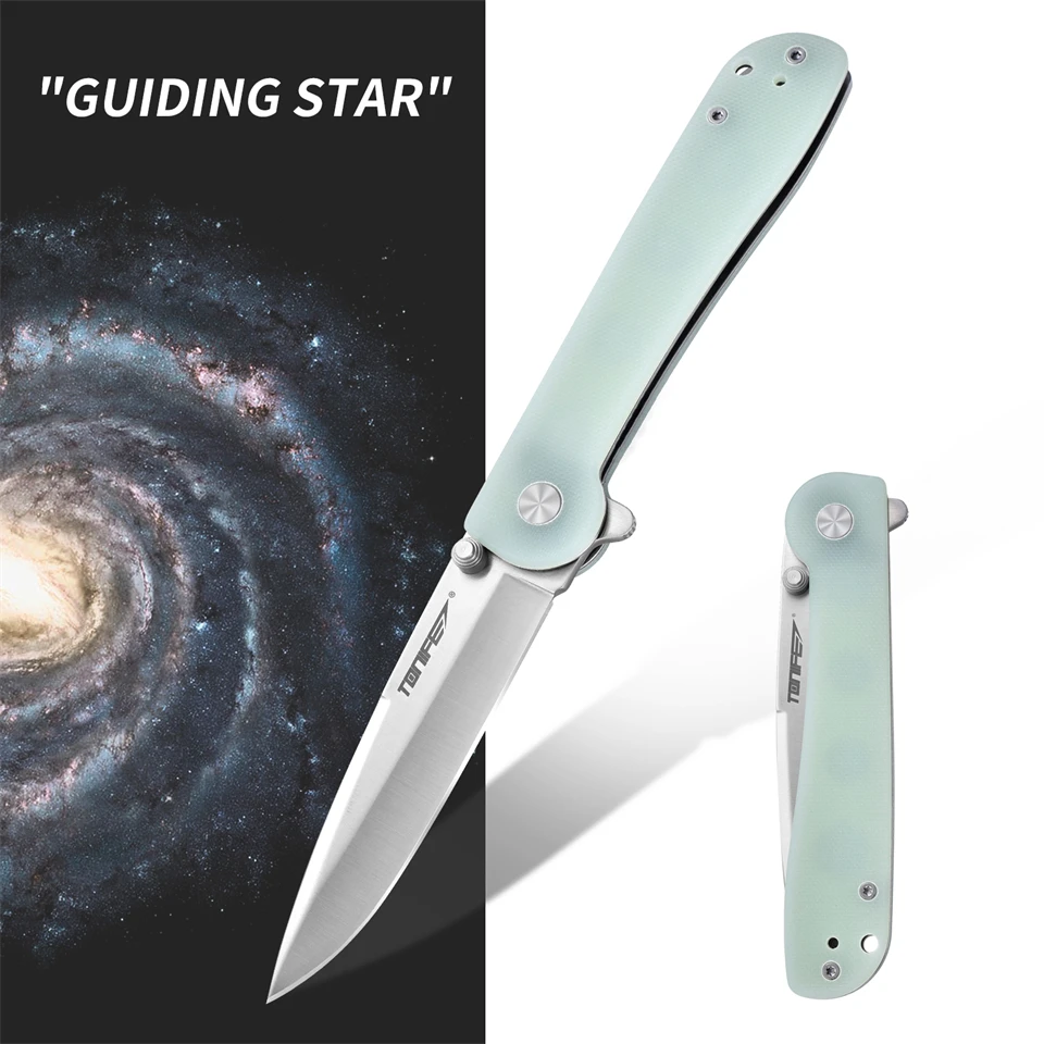 TONIFE Pocket Folding Knife Stainless Steels Blade Flipper Ball Bearings Hunting Outdoor Survival Camping EDC Tool Guiding Star