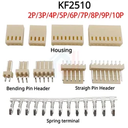 10 SetS/Lot KF2510 Kits Connector2.54mm Pitch 2/3/4/5/6/7/8/9/10P Bending/Straigh Pin Header+Housing+spring terminal