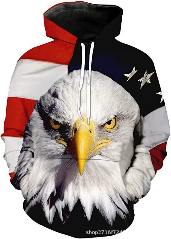 Fashion Independence Day flag 3D Print Hoodie Men Women Hoodies Streetwear Oversized Pullovers Hooded Sweatshirts Male Tops