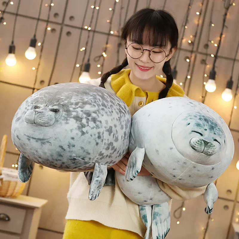 New Angry Blob Seal Pillow Chubby 3d Novelty Sea Lion Doll Plush Stuffed Toy Baby Sleeping Throw Pillow Gifts For Kids Girls