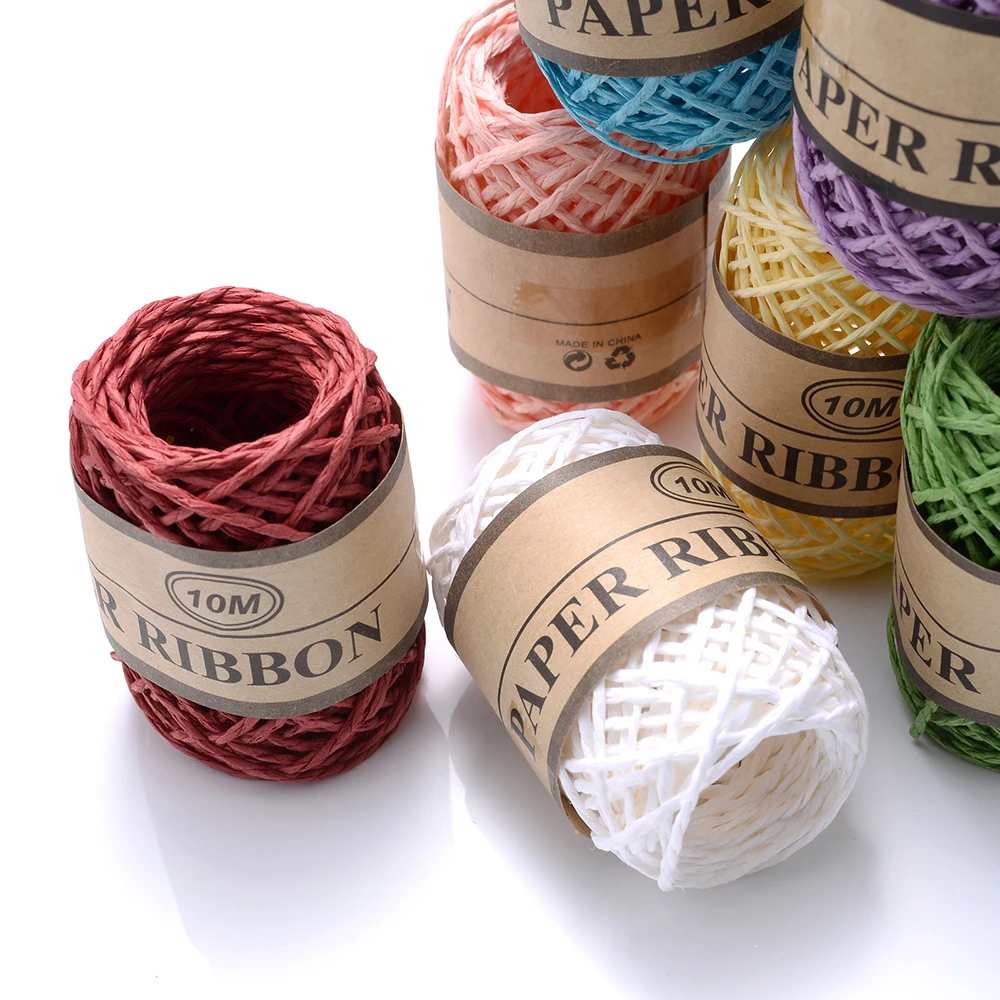 1mm 10M Polyester-Raffia-Papierband 1 Rolle Buntes Kordelband für Geschenkverpackung, DIY-Bastelarbeiten, Hutweberei, Scrapbooking, Partydekoration – Detail 1