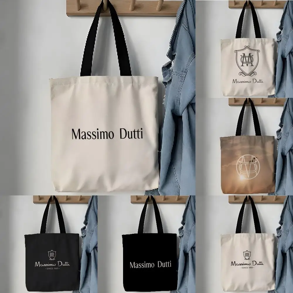 Bolsas de almacenamiento, bolsa de compras de lino reutilizable, bolsa de almacenamiento para comestibles, portátil, de gran capacidad, moda de lujo, LOGO de M-Massimo Dutti