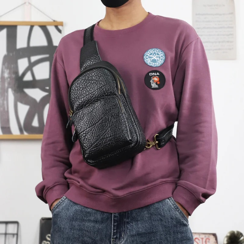 Men Genuine Leather Shoulder Bags Multifunction Fashion Crossbody Bags Sling Messenger Chest bag Pack For Male
