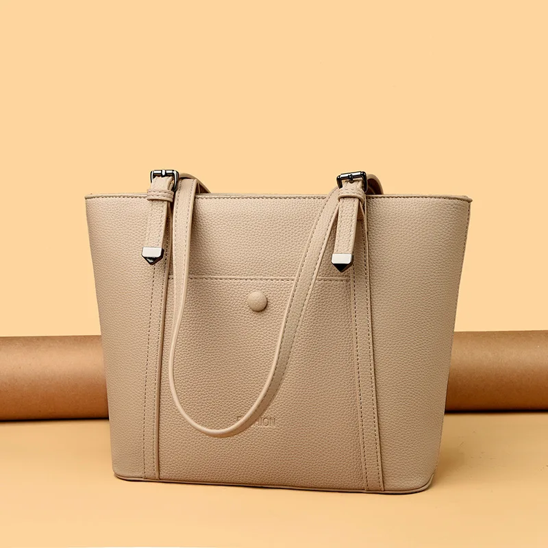 

Pu Leather Shoulder Tote Bag for Women Solid Color Luxury Woman Fashion Brand Designer Large Female Handbags Ladies Hand Bags