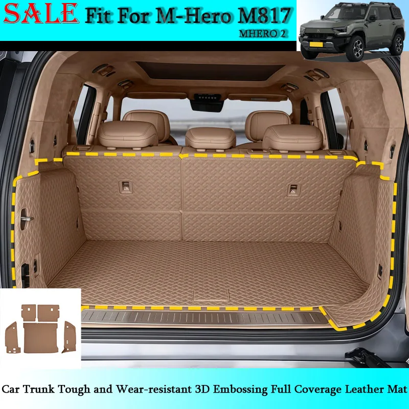 

Fit for Dongfeng M-Hero M817 Car Trunk Tough and Wear-resistant 3D Embossing Full Coverage Leather Mat Car Interior Accessories