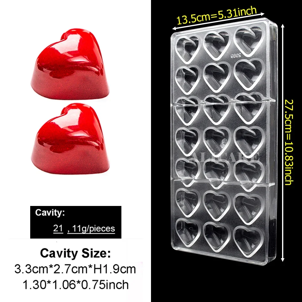 1Pcs Chocolate Mold Polycarbonate Heart Sphere Shape Candy Bar for Confectionery Baker Pans Tray Baking Pastry Tools