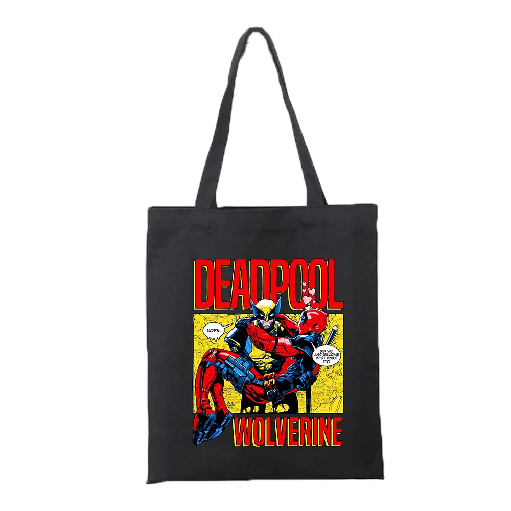 Deadpools & Wolveriner Shoulder Canvas Bag Movie Figure Cartoon Print Student Class Travel Ladies Simple Convenient Storage Bags