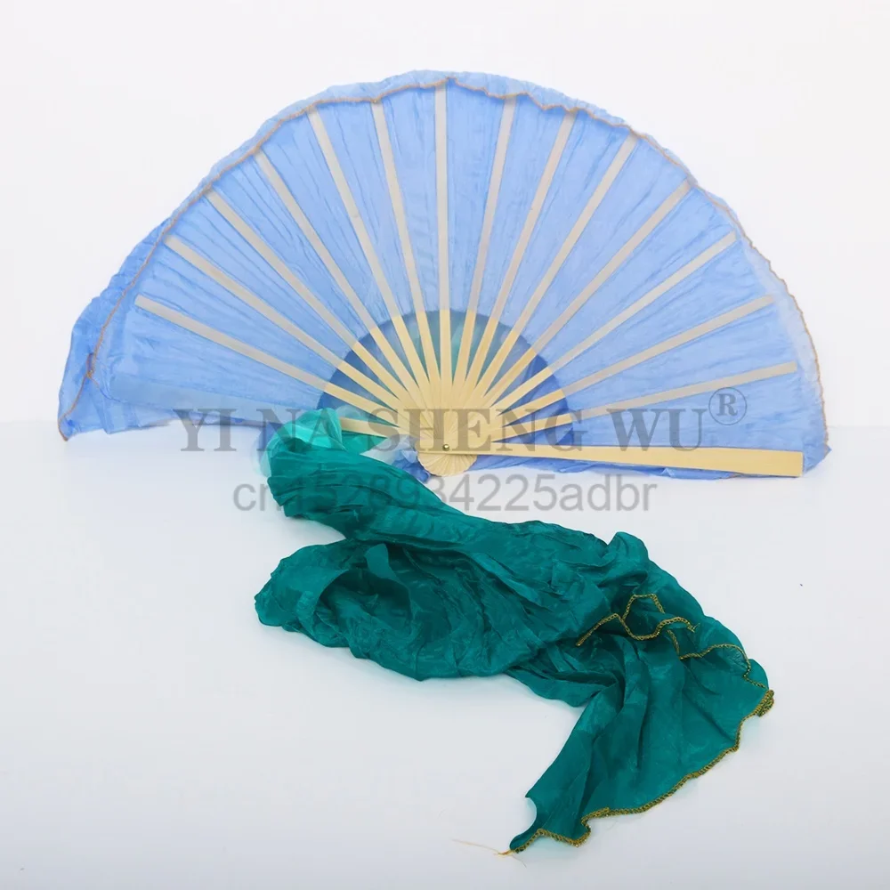 مراوح الحرير المتدرجة صبغ اليد فلوي النعناع الأخضر الرقص الشرقي الدعائم عرض مسرحي مراوح الإكسسوارات لممارسة البطن واستخدام المنافسة #5