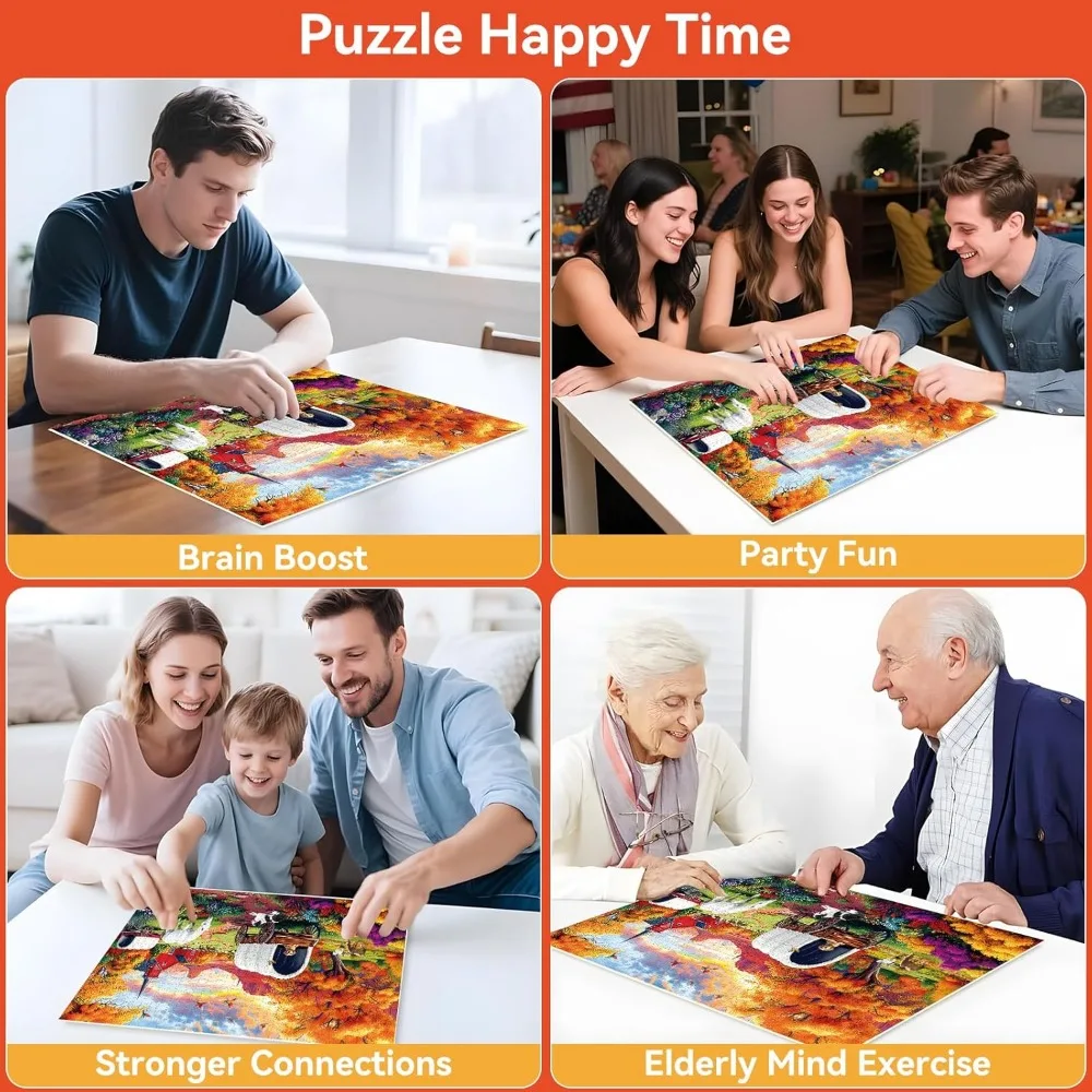 Puzzle pour adultes, chariot de chien d'automne, 1000/500/300/120 pièces, Puzzle de paysage, cadeau d'anniversaire, décor de salle de jeu, jouet de divertissement