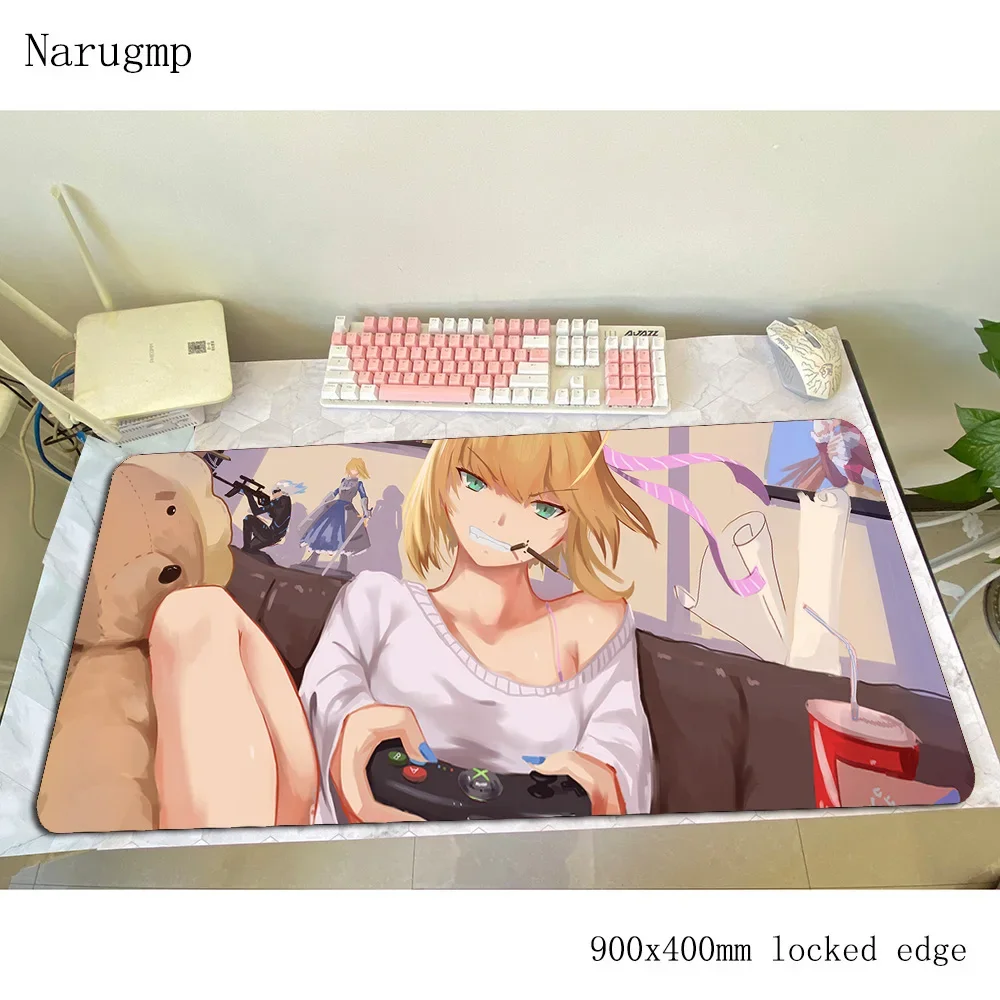 Fate Stay Night коврик для мыши мультяшный аксессуар 900x400x4 мм коврик для мыши xl игровой корпоративный резиновый коврик клавиатура большой коврик для мыши геймер