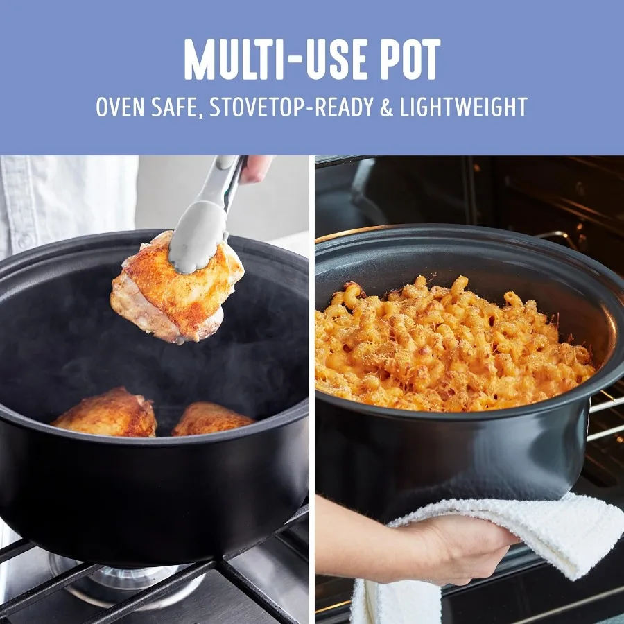 6QT طباخ بطيء من السيراميك PFASFree مع إعدادات قابلة للبرمجة وعاء صحي غير لاصق قابل للإزالة للوجبات العائلية يرى على الموقد Ke