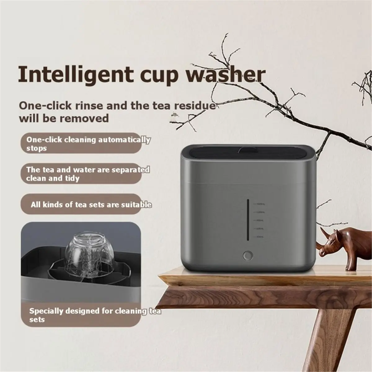 [Vend for]Electric Glass Rinser Tea Cup Washer, Desktop Automatic Cup Washing Machine with 1.8L Water Tank High Pressure US Plug