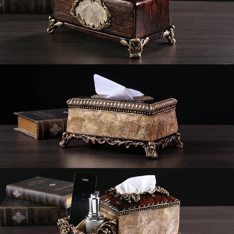 

multi-functional tissue box luxury high-end household napkin pumping paper box American new Chinese living room coffee table