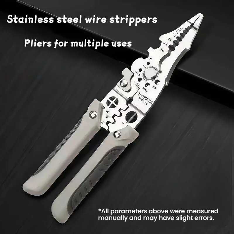 Stainless Steel Electric Pliers with Ergonomic Handle 7' Multi-Purpose Industrial Wire Stripper Pliers Crimp Weight Model