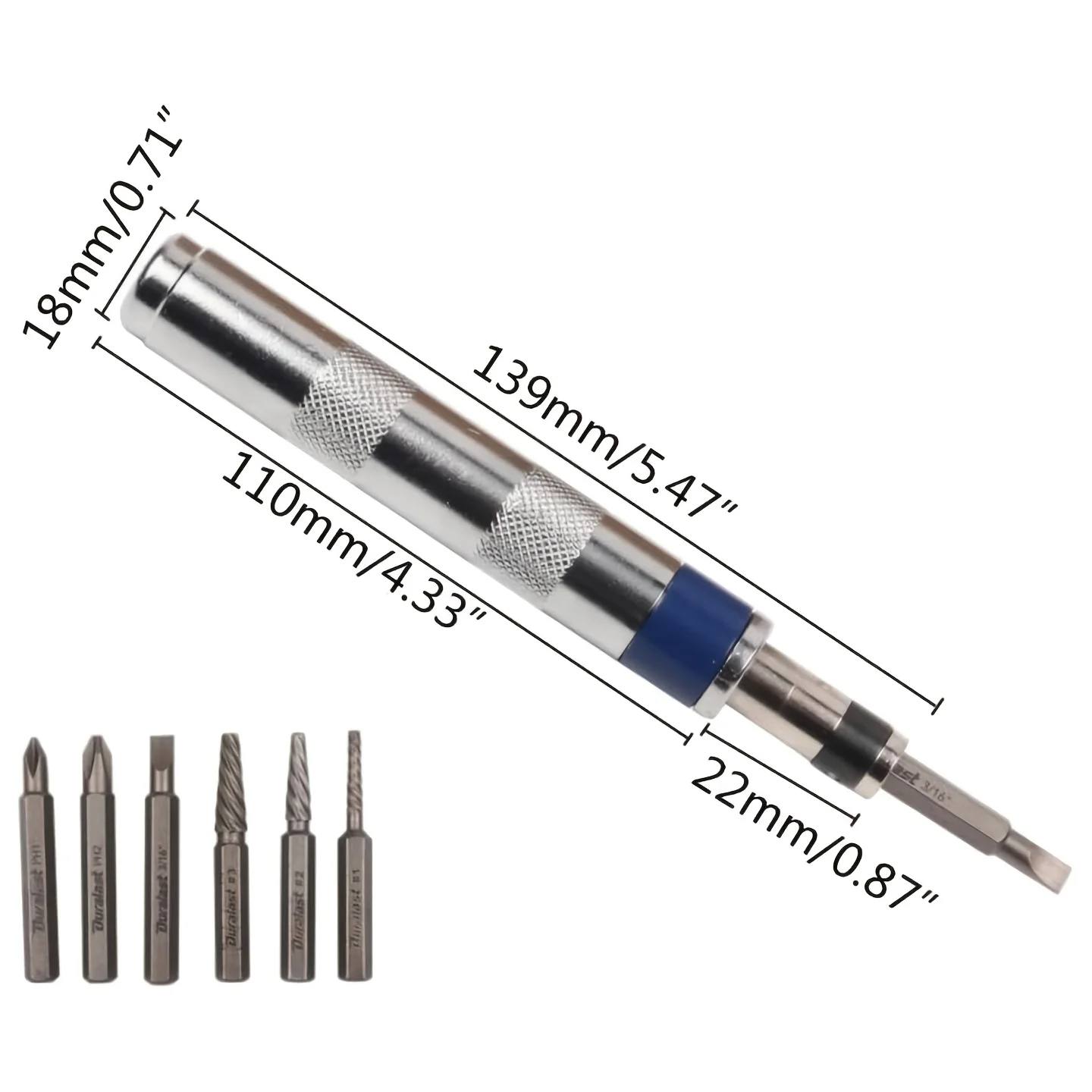 6 in 1 Impact Screwdriver Impact Drive Rusted Stuck Broken Fasteners Remover Screwdriver Set with Complete Specifications