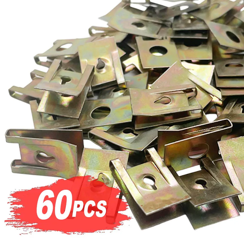 Car Chassis Fender Bumper Body Undertray Metal U Type Clips 4.8mm for Auto License Plate Base U-Nut Speed Fastener