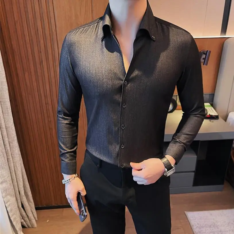 2023 British Style Men Spring High Quality Business Shirts/Male Slim Fit Casual Long-sleeved Shirts Camisas De Hombre S-4XL