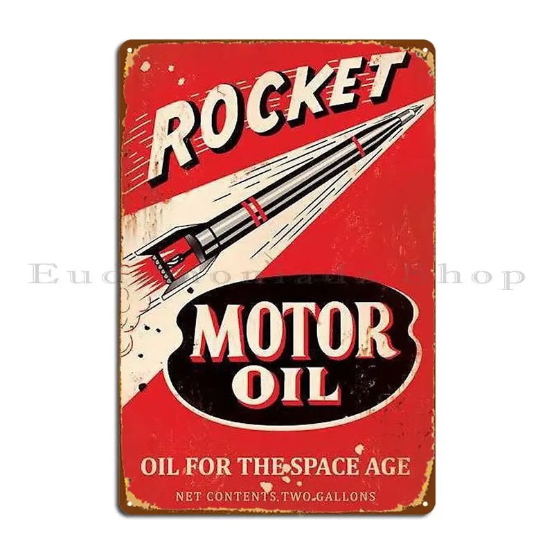 Rocket Motor Oil Metal Plaque Garage Designer Club Party Club Wall Mural Tin Sign Poster