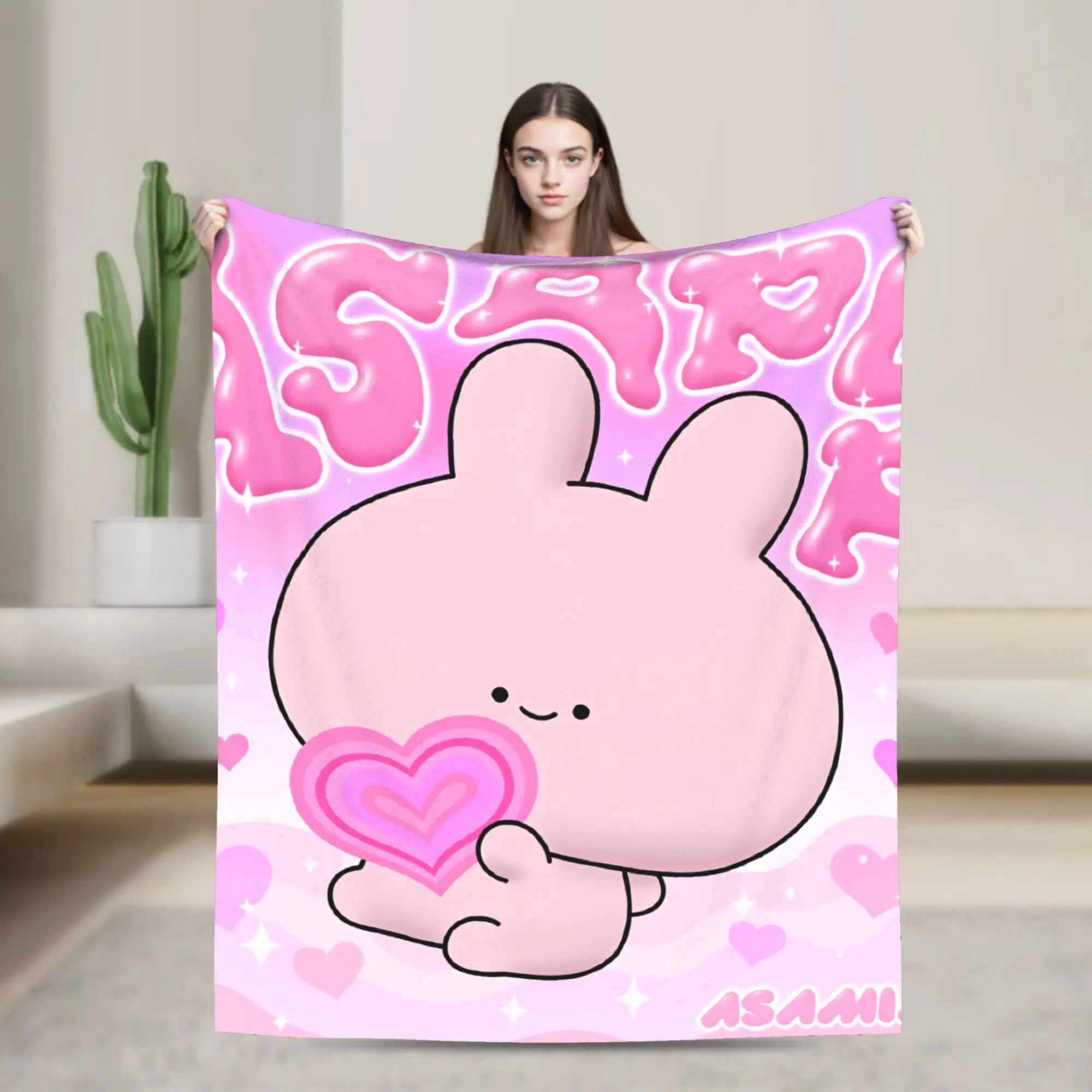 Image of Asamimichan und Anemimi Decke Reise Büro Flanell Bettwäsche Überwürfe für Wohnzimmer warme weiche Qualität Tagesdecke Geschenk