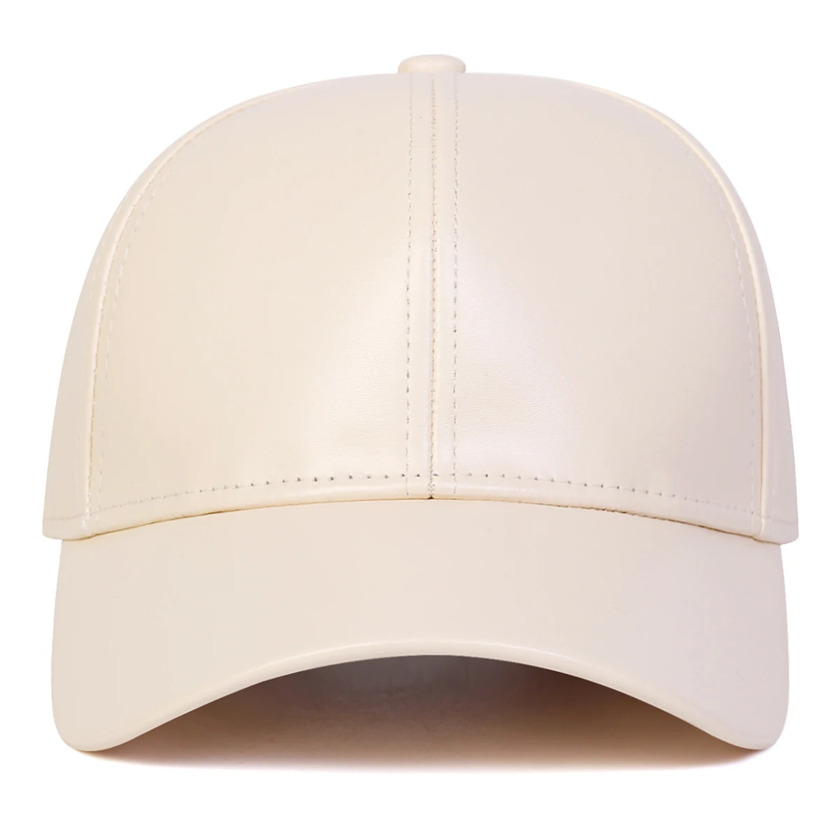 Unisex-Baseballmütze aus PU-Leder mit hellem Panel und einfarbigem Design, verstellbar für Frühling und Herbst, lässiger Sonnenschutzhut für den Außenbereich – Detail 9