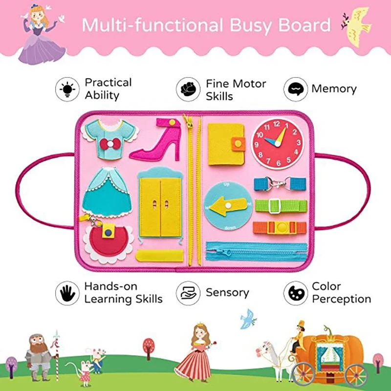 Busy Board Montessori Toys for Children Sensory Toy Preschool Learning Educational Travel Activities For Kids Fine Motor Skills