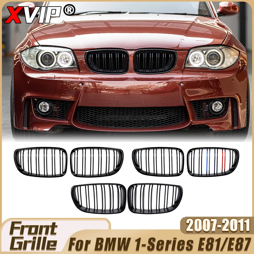 

Решетка радиатора XVIP Matte Black Double Line Style Racing, глянцевая черная, верхняя решетка бампера для BMW 1 серии E87/E81 2007-11 Facelift