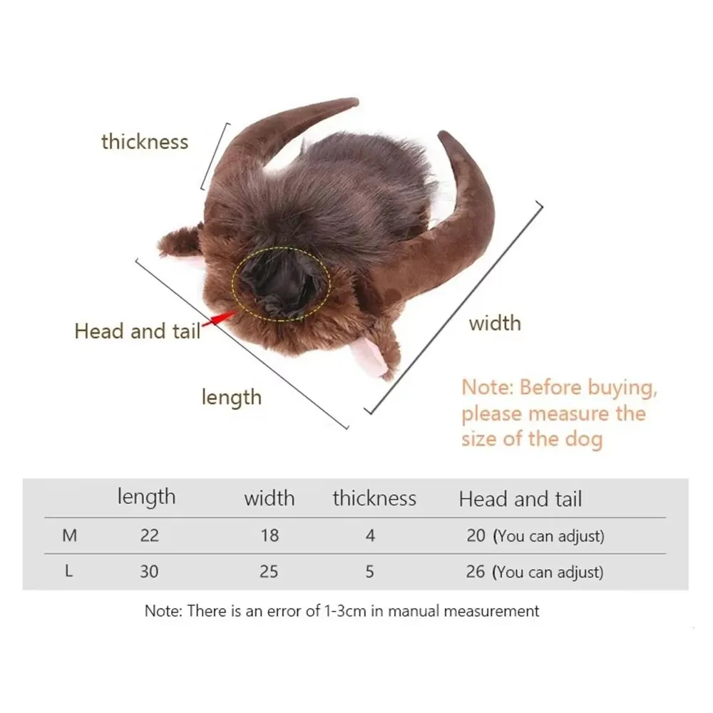 Funny Pet Hat Ox Horn Mane For Dogs Cat Cosplay Dress Up Puppy Wig Costume Party Decoration Halloween Christmas Pet Supplies