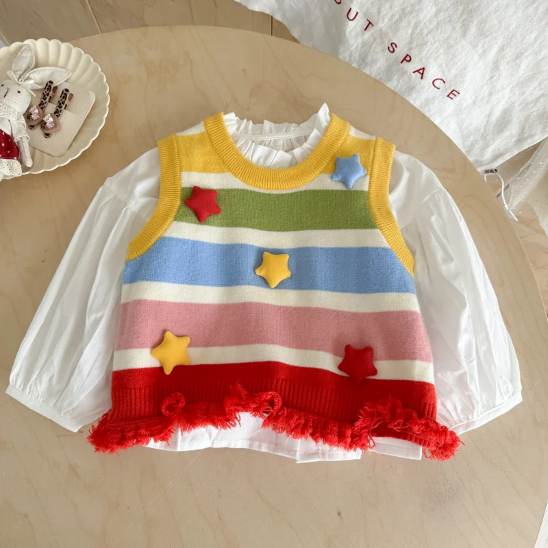 

01-Girls' Spring and Autumn Outfit2025New Style Little Girl Baby Early Autumn Super Cute Two-Piece Outfit Children's Autumn Clot