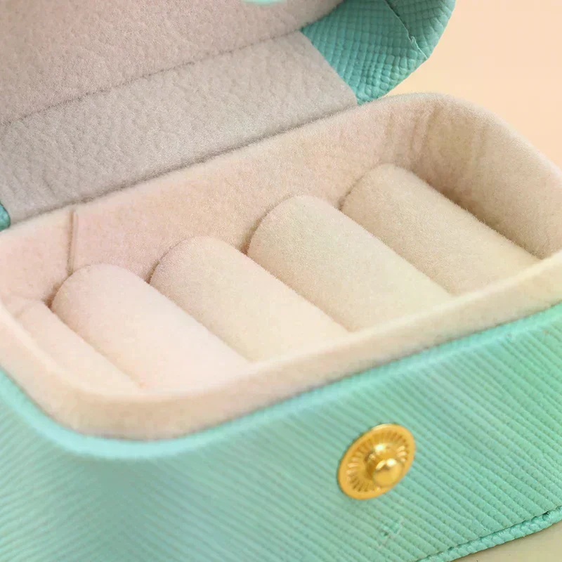

Mini Portable Jewelry Storage Bag Travel Simple Leather Or Velvet Ring Necklace Earrings Storage Box Organizer Display Gift Box
