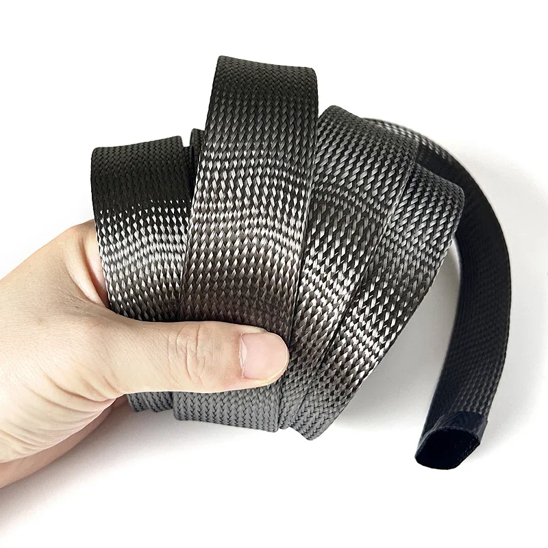 Carbon Fiber Cable Sleeve Braid 4mm-40mm Carbon Fibre Tubing Wire Shielding Sleeve High Temperature Resistant Protection Sleeve