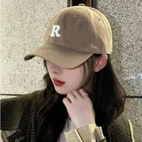 Large Head Circumference Baseball Cap Men's and Women's Dome Hat Soft Top Cap 60/65cm Sun Protection  Letter R Hat Adult Caps