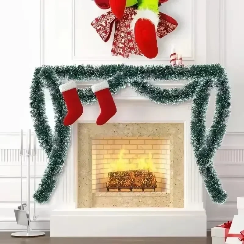 Christmas Tinsel Ribbons Green Cane Ribbon Garland Xmas Tree Hanging Pendent Xmas Ribbons Wreath Ornaments Party Home Decoration