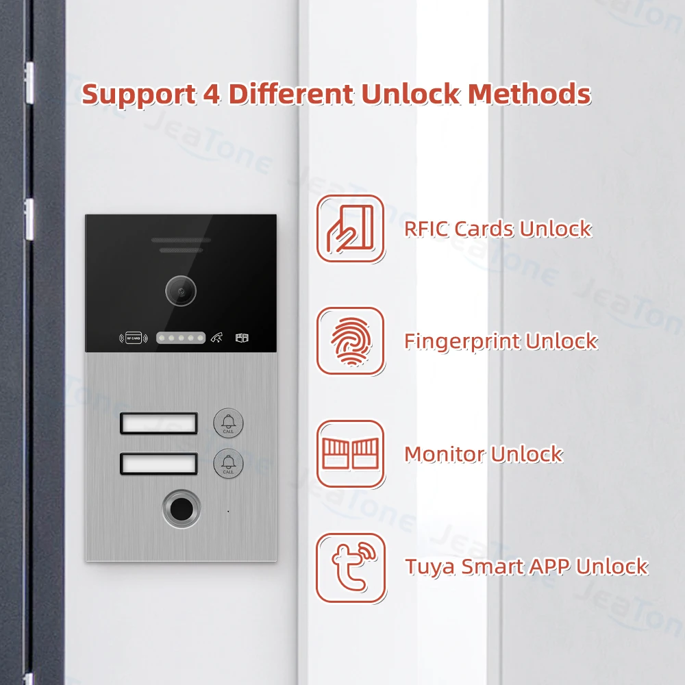 Imagem -04 - Jeatone-sem Fio Tuya Smart Video Intercomunicador Tela Sensível ao Toque Campainha de Impressão Digital 1f 2f 3f 4f Detecção de Movimento 7