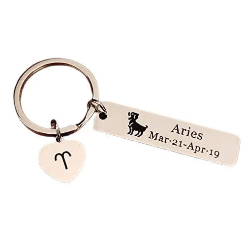 Stainless Steel Constellation Key Rings  Pendant Zodiac Signs Keychain DIY Jewelry Gift