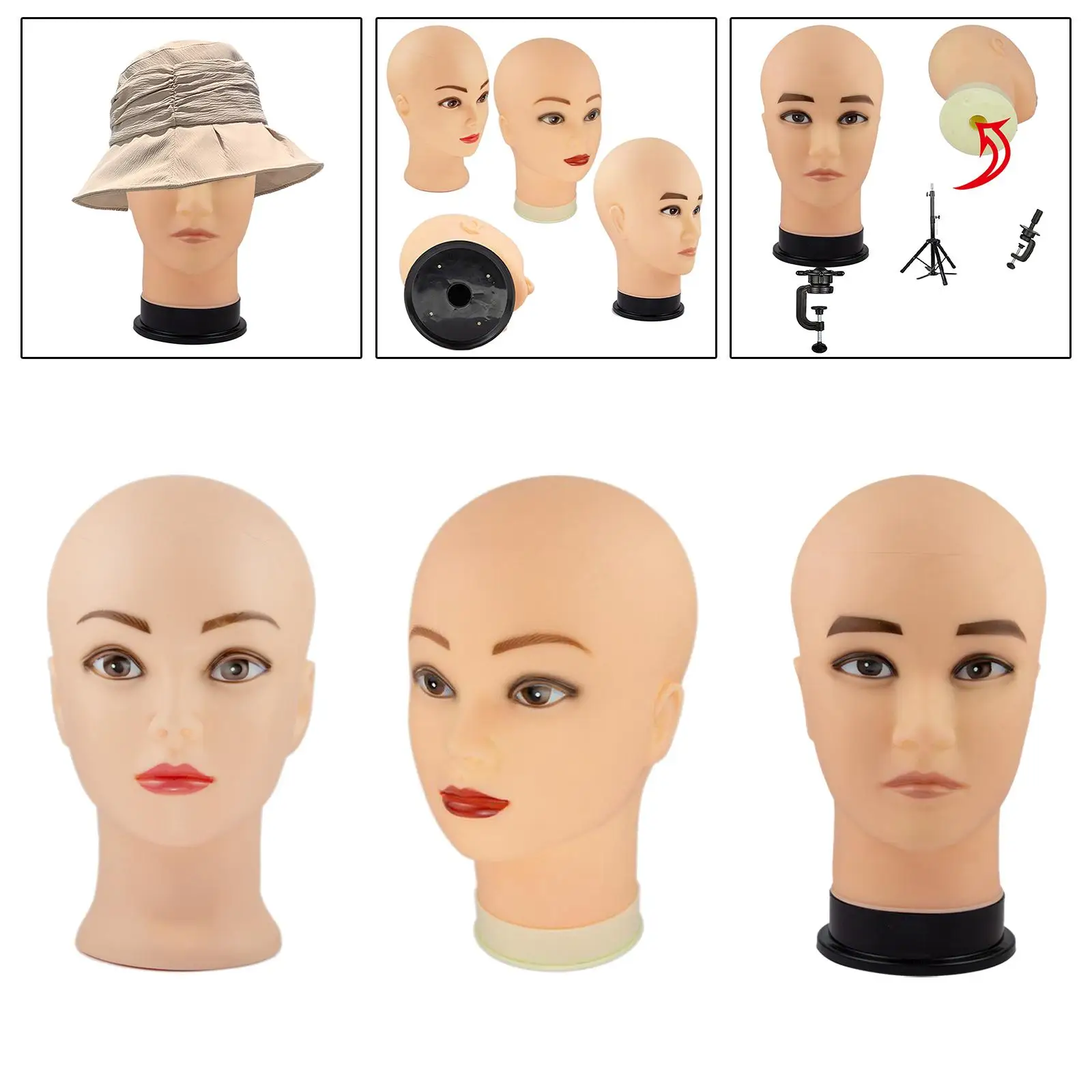 Mannequin Head Hairpiece Holder Wig Display Head Wigs Display Making Stand Model Headphones Rack  for Wigs Styling